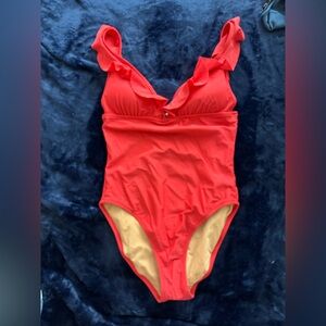 Women’s J.Crew Ruffle Shoulder V-neck One Piece